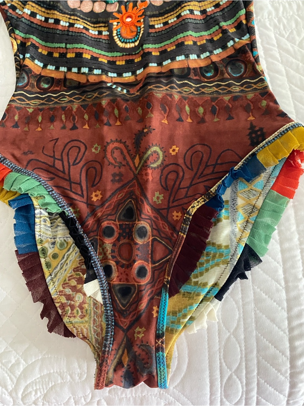 Jean Paul Gaultier Brown Multi-Color Patterned One-Piece Swimsuit - Picture 5 of 14